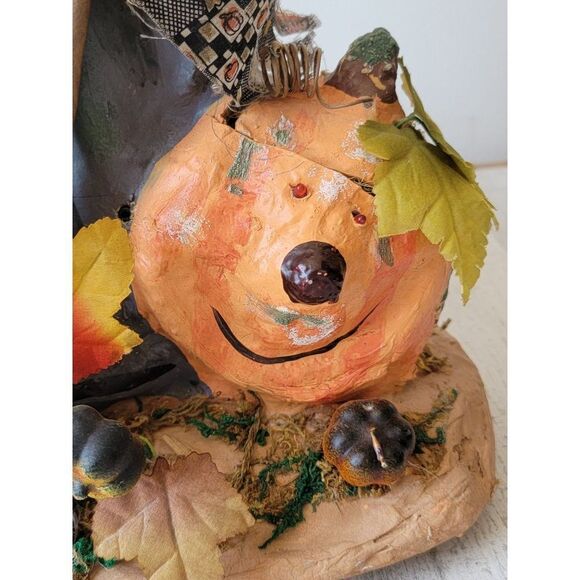 Vintage witch paper mache motion activated light up Halloween skeleton prop deco - Picture 7 of 16